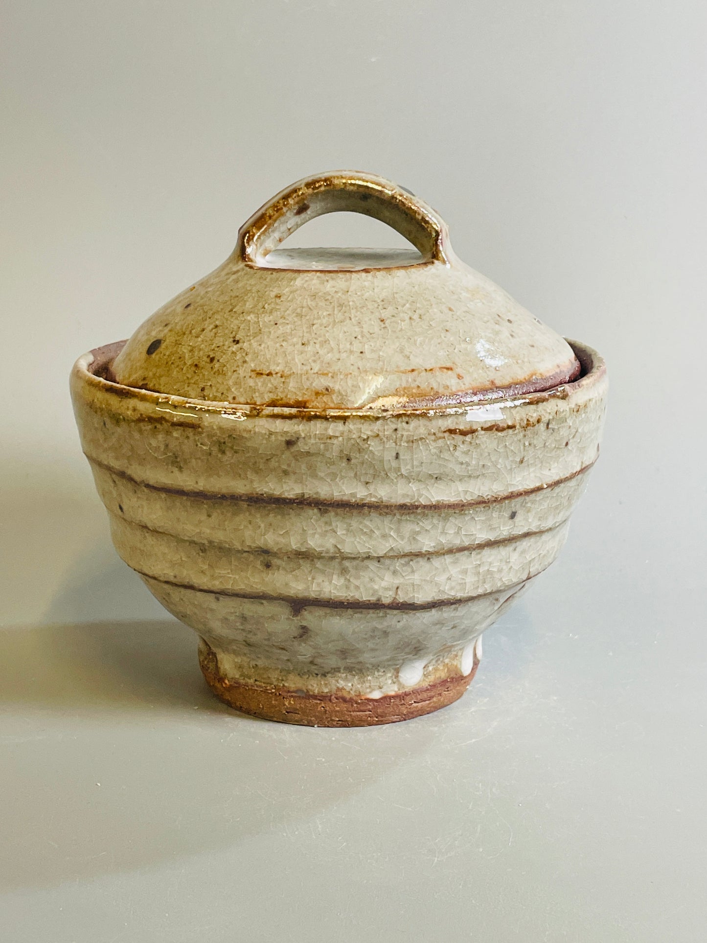 Bowl and cover, shino, T1333