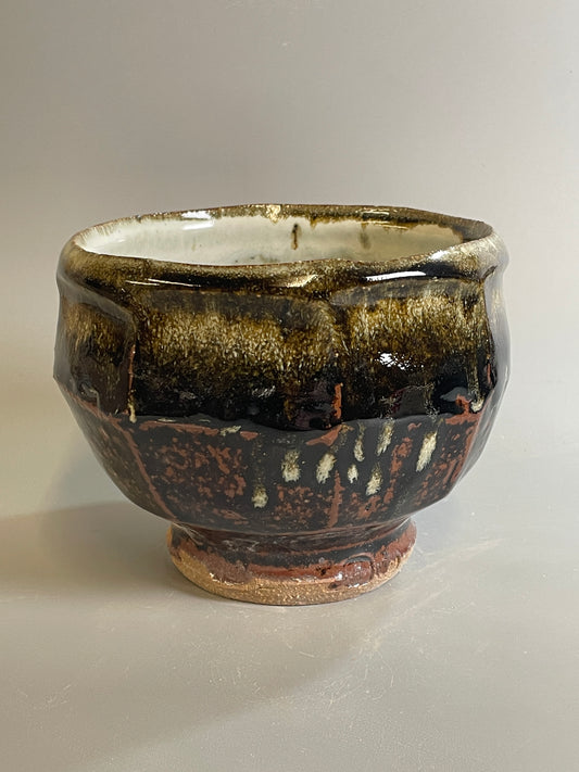 Bowl, faceted, temmoku, nuka, T1366