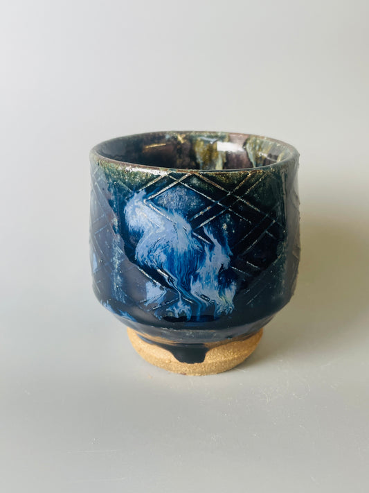 Yunomi, paddled, blue ash T1464