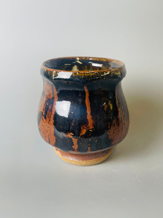 Yunomi, faceted, temmoku T1465