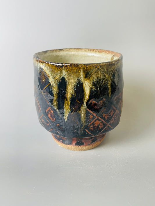 yunomi, paddled, temmoku, nuka T1483