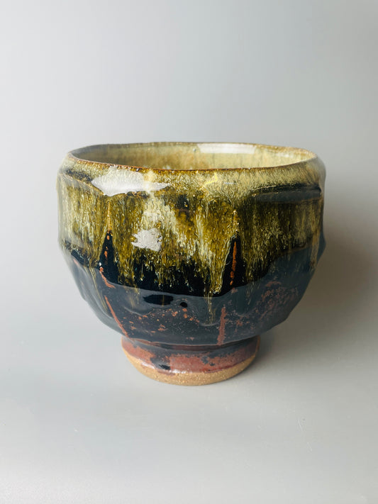 Bowl, faceted, temmoku, nuka T1493