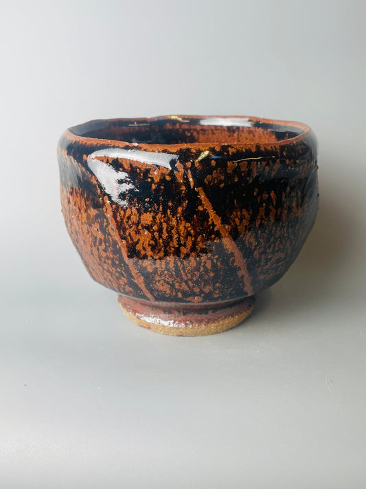 Bowl, faceted, temmoku T1497