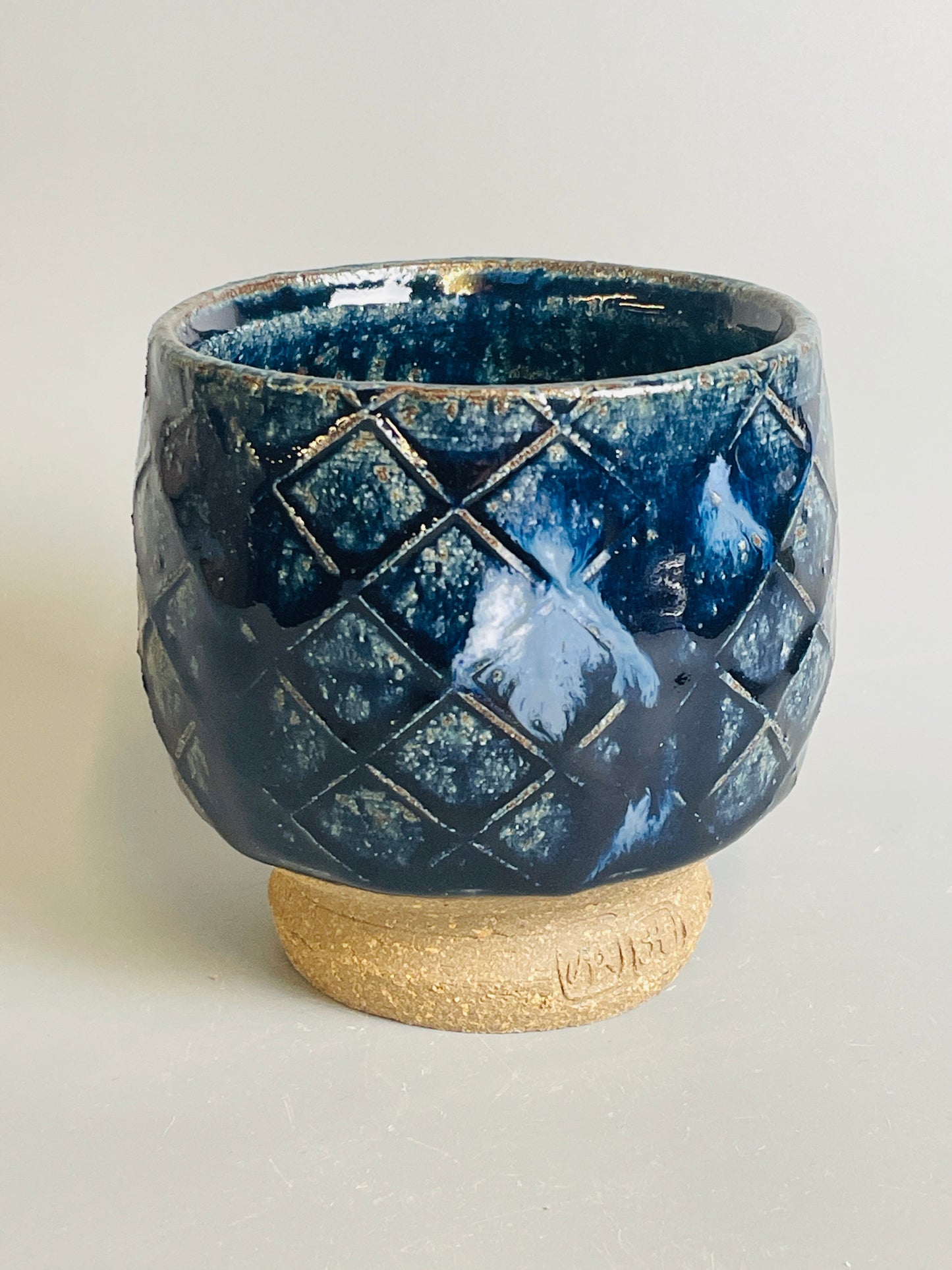 Yunomi, paddled, blue ash, nuka, T988