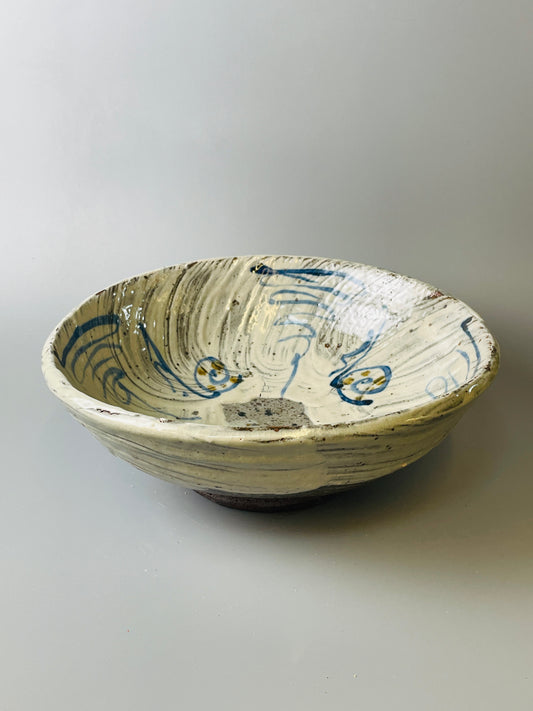 Large Bowl, hakeme, iron, cobalt, T614