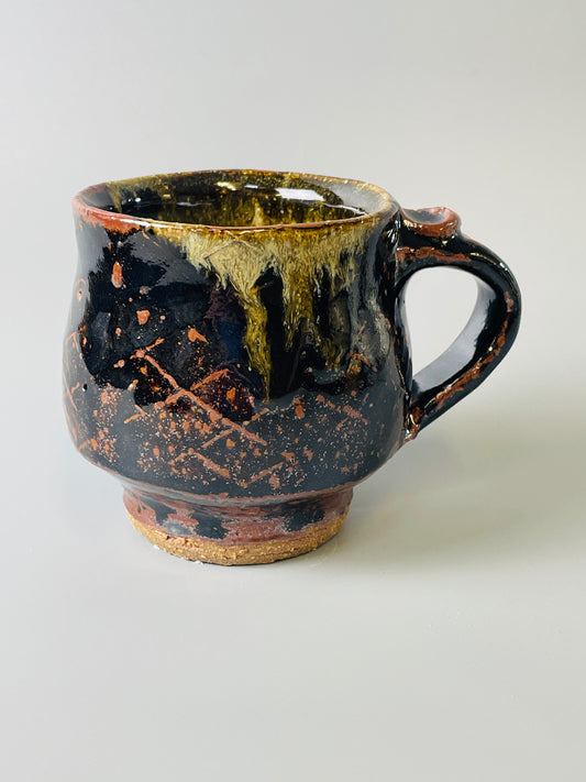 Mug, footed, temmoku, nuka, T832