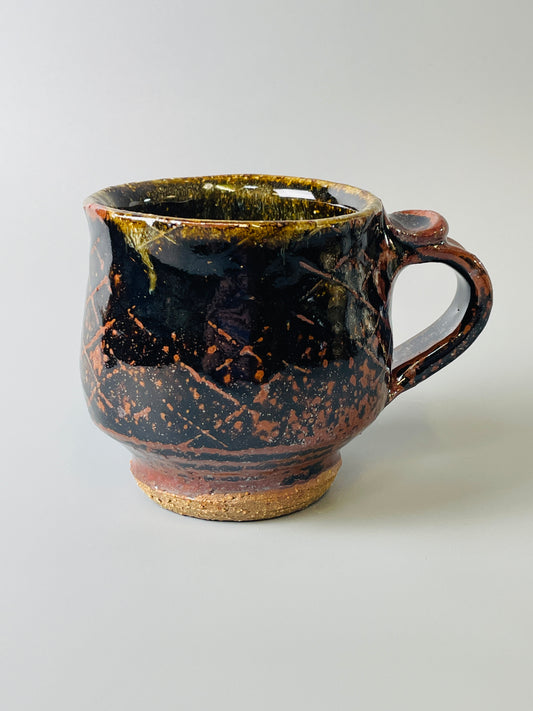 Mug, footed, temmoku, nuka, T834