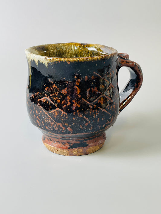 Mug, footed, temmoku, nuka, T842