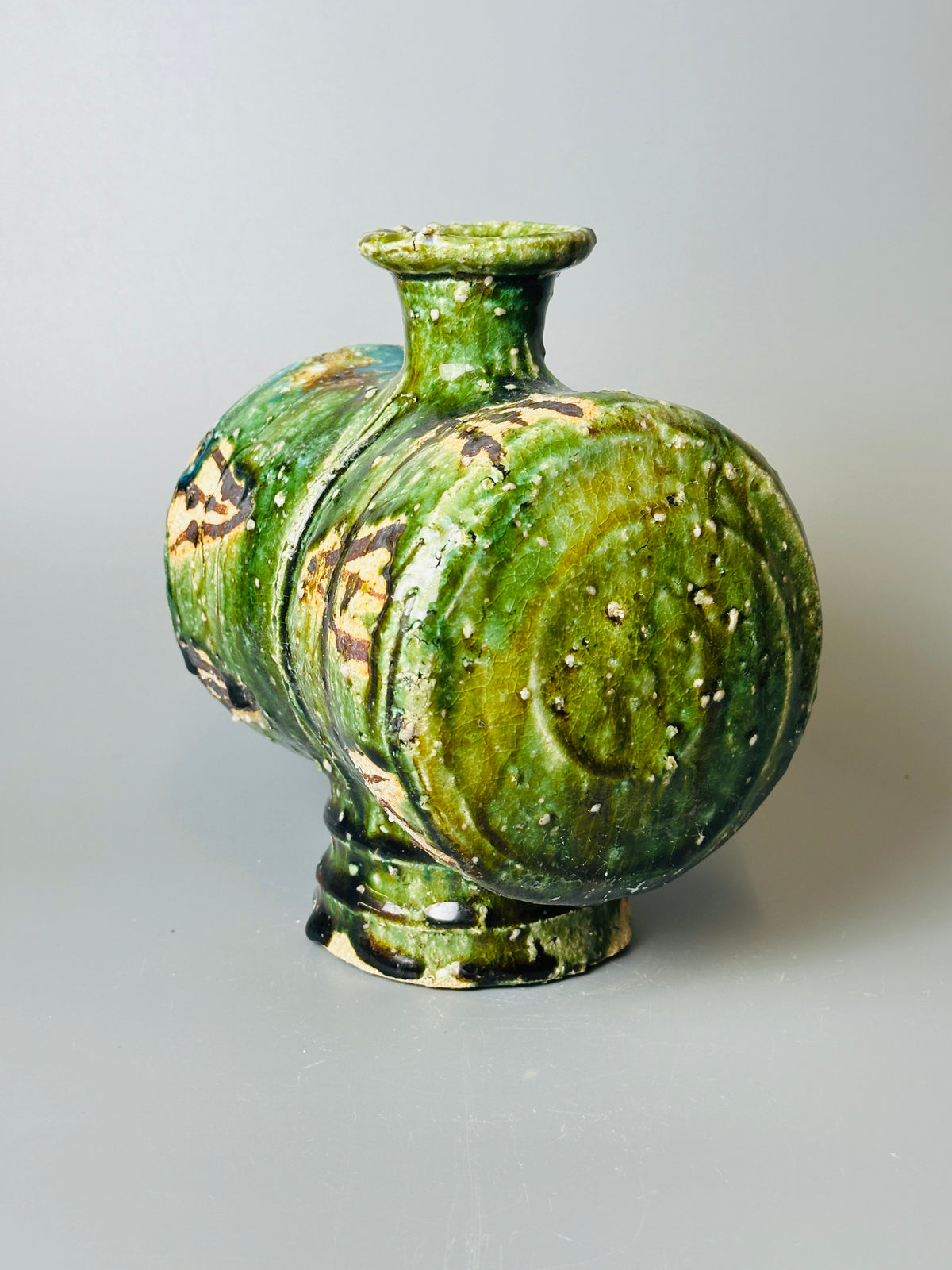 Shiga-Oribe hanaire cocoon flower vase A357