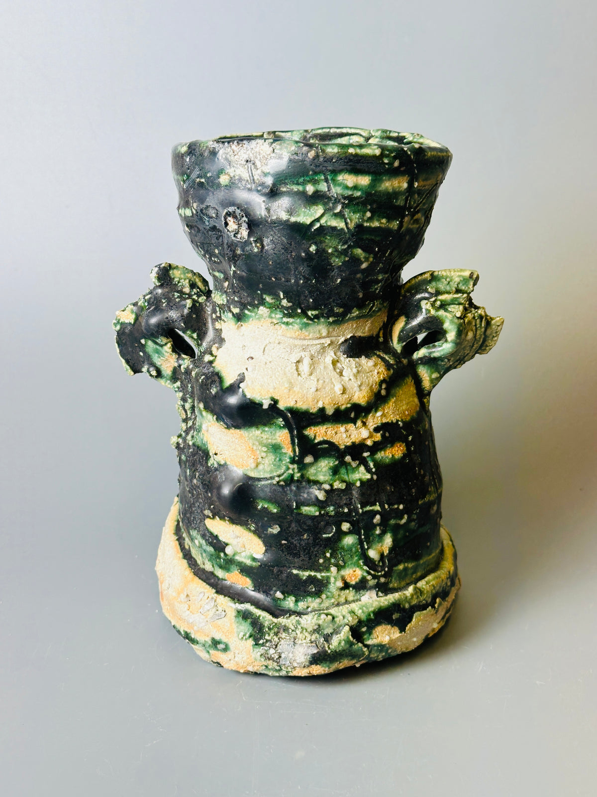 Shiga-Oribe hanaire flower vase A361