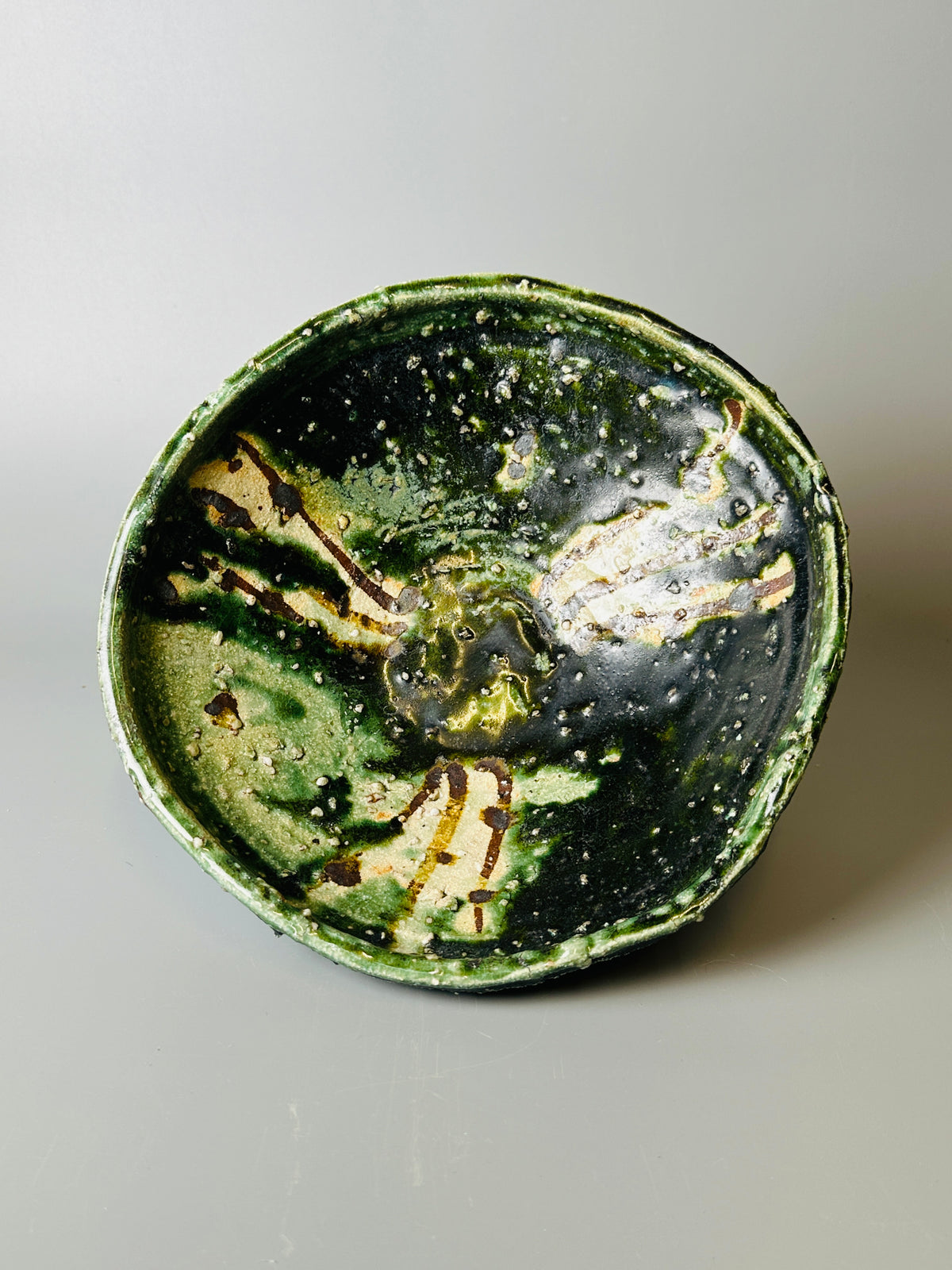 Shiga-oribe medium sized shallow bowl A399