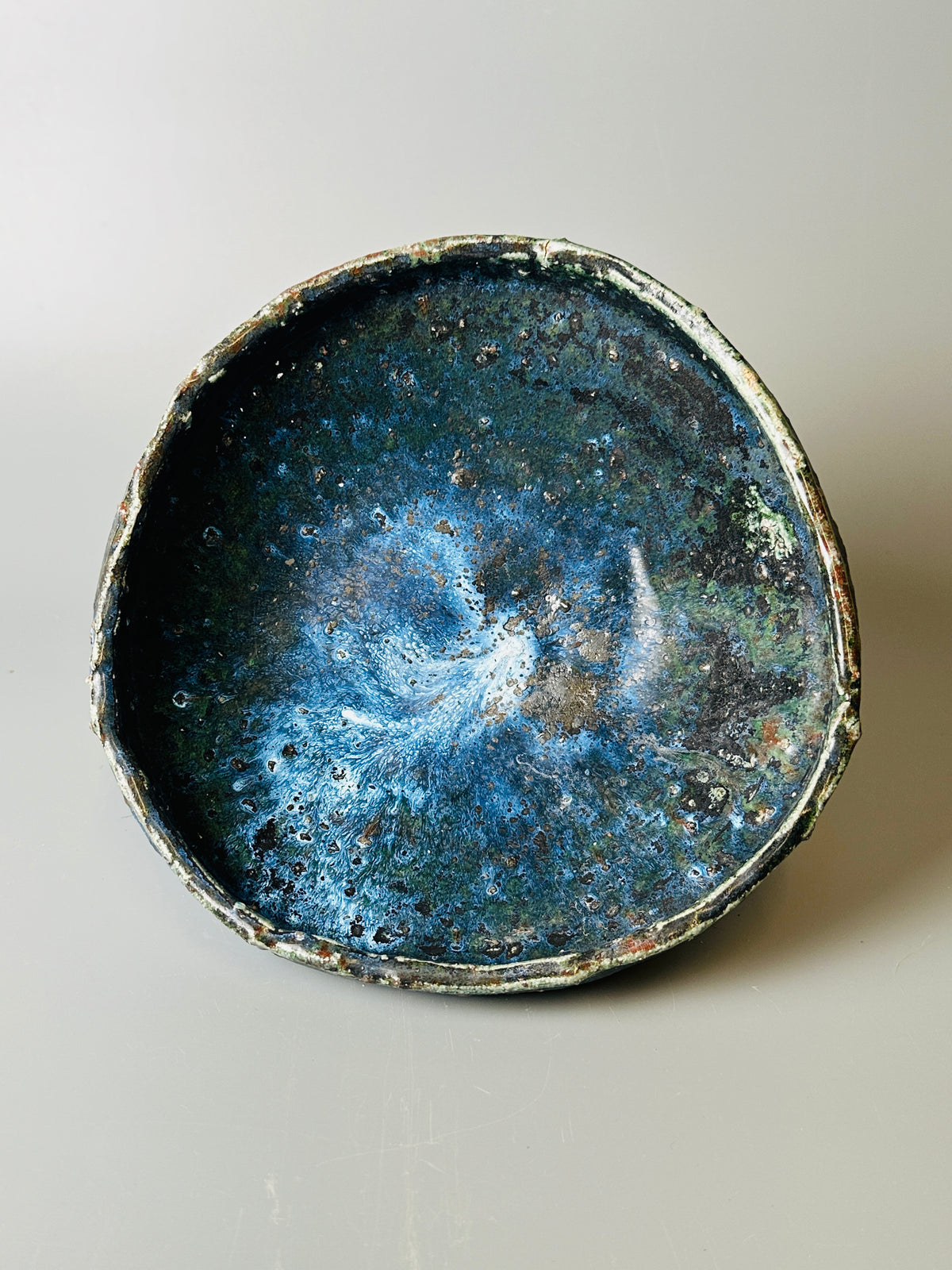 Shiga-oribe medium sized shallow bowl A400