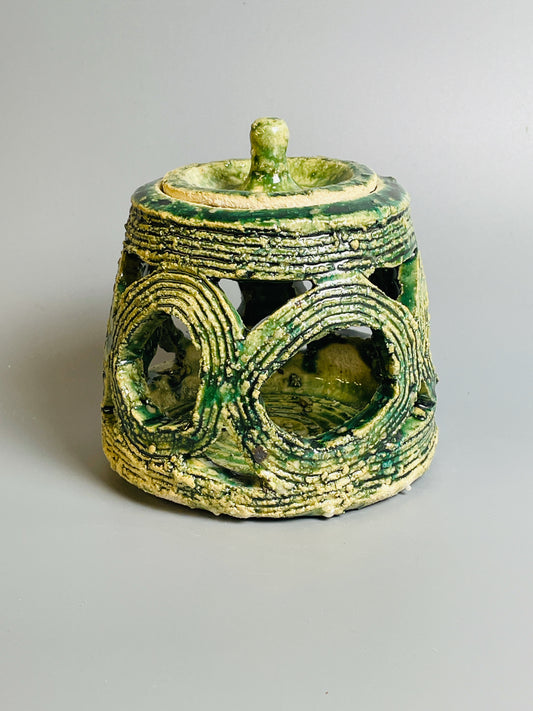 Aaron Angell for Troy Town, an oribe censer for incense, feldspathic inclusions, A046