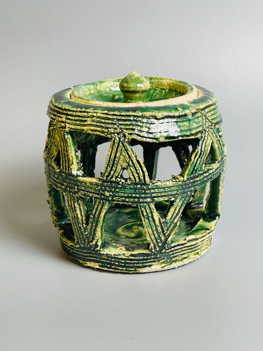 Aaron Angell for Troy Town, an oribe censer for incense, feldspathic inclusions, A047