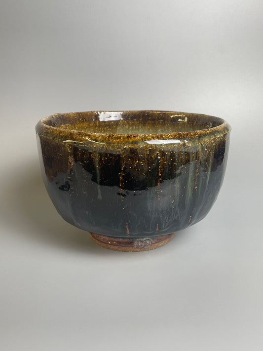 Medium bowl ,faceted, temmoku, chosen, T593