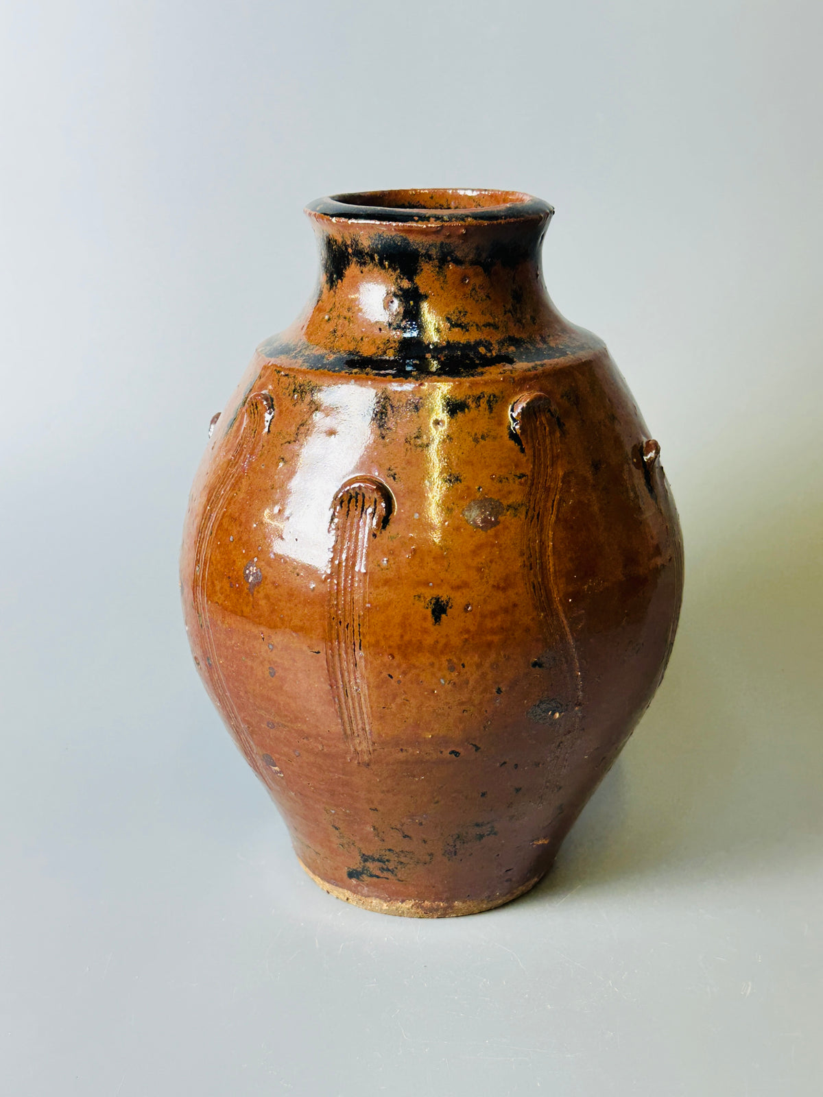 Bottle vase, temmoku, pellets T1530