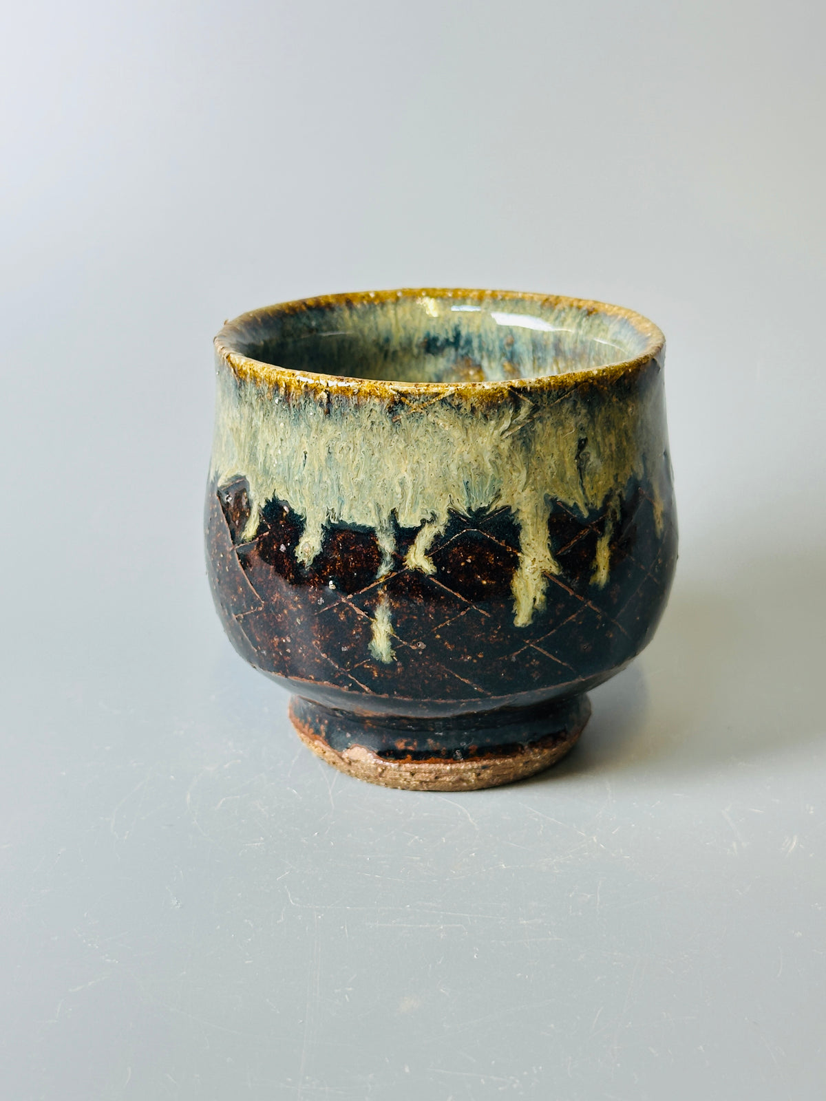 Yunomi, paddled, nuka, temmoku T1577
