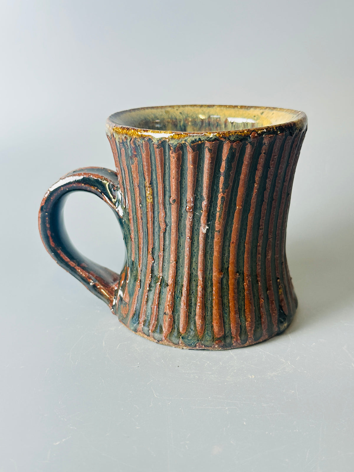 Mug, fluted, temmoku T1630