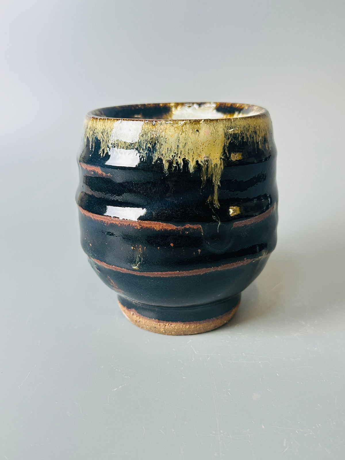Yunomi, ridged, temmoku, nuka, T1657