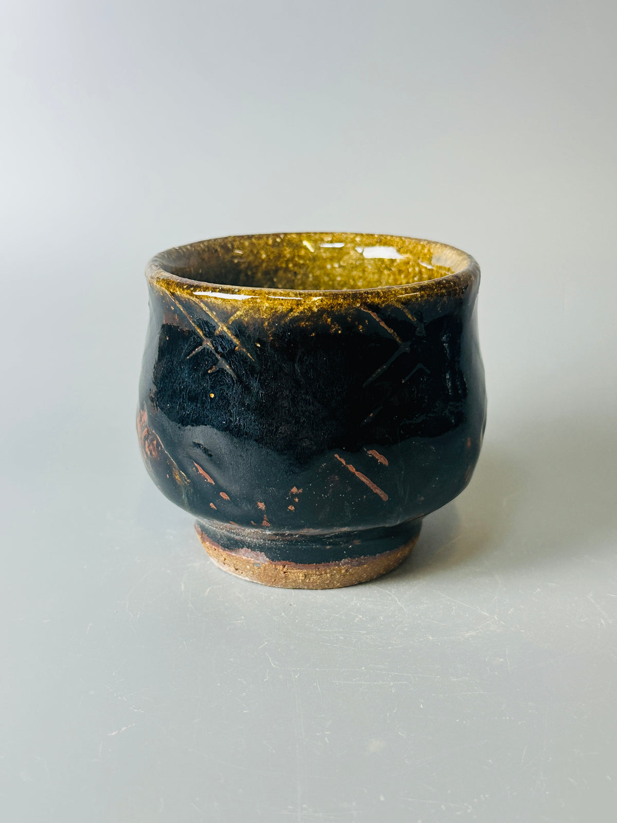 Yunomi, paddled, temmoku, ash, T1668